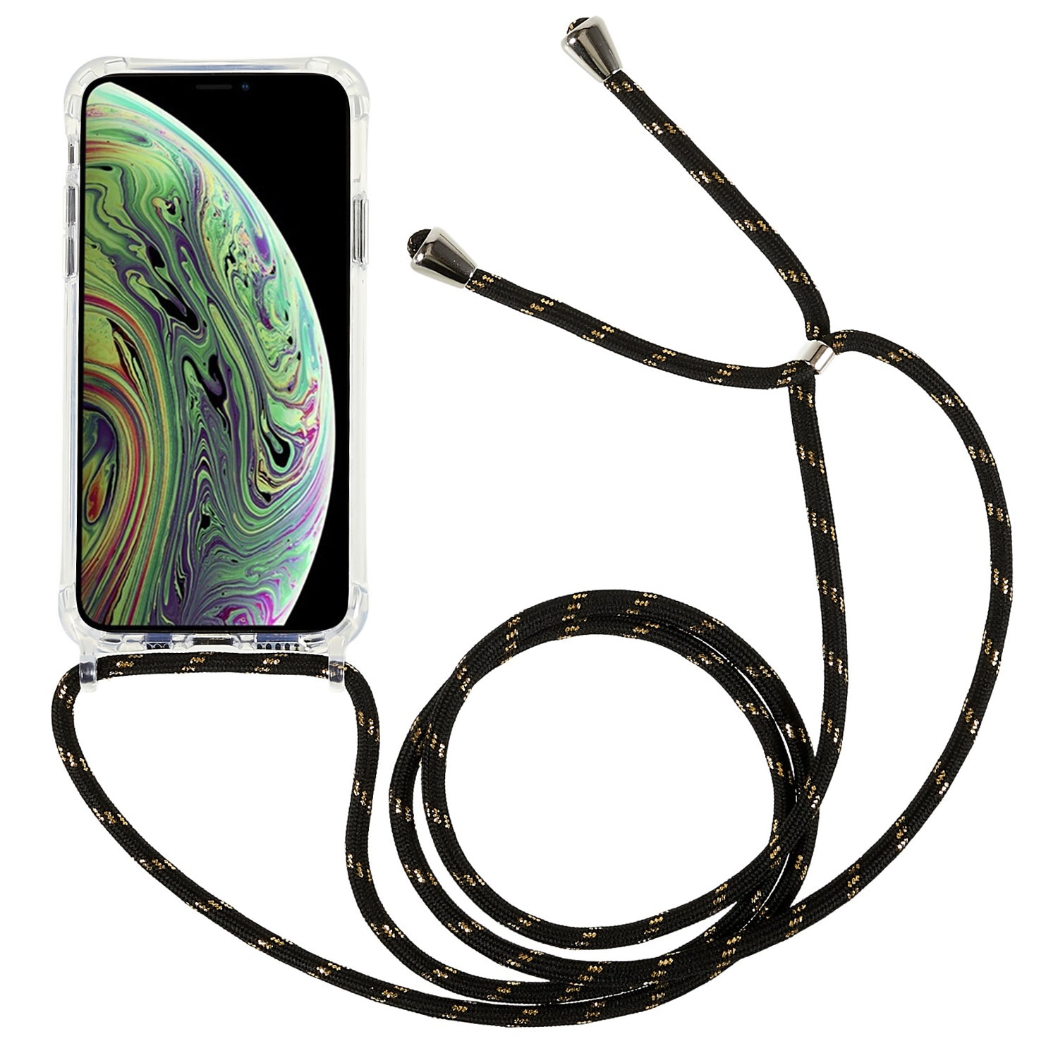 For iPhone XS Max 6.5 inch Shockproof TPU Acrylic Phone Cover Transparent Case with Adjustable Lanyard For iPhone XS Max 6.5 inch Shockproof TPU Acrylic Phone Cover Transparent Case with Adjustable Lanyard